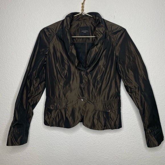 MaxMara blazer button brown Weekend sz 6 metallic sheen - Picture 1 of 10